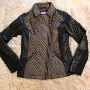 Laundry olive green and black leather jacket